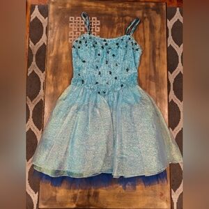 Contessa Couture CUSTOM MADE Blue Sparkle Beaded Tulle Formal Dress Size 12